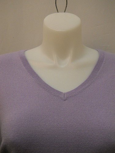 PLUS SIZE 2X Women Sweater JM COLLECTION Solid Lilac V Neck Long Sleeves Pullov