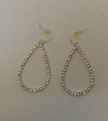 Women Drop Dangle Fashion Earrings Rhinestone Teardrops Silver Tones ORION Hook