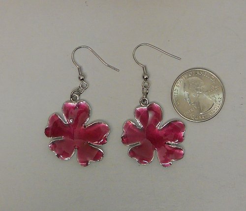 Women Fashion Drop Dangle Earrings Metal Pink Flowers MICHELLE Hook
