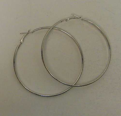 Women Hoop Earrings Fashion Silver Tones Glitter LINKAI JEWELRY Leverback Fasten