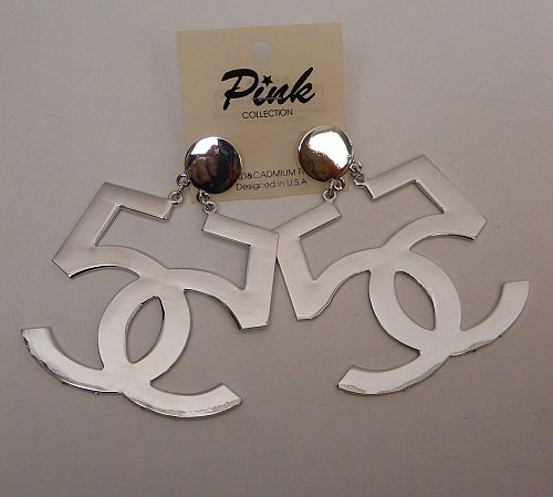 Unisex Fashion Drop Dangle Earrings Silver Tones PINK COLLECTION Push Backs