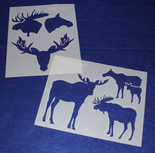 Moose Stencils 2 pc set Painting/Crafts/Stencil/Template -Mylar 14 Mil