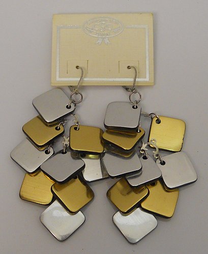 Women Fashion Drop Dangle Earrings Gold Silver Squares Leverback CATHERINE STEIN