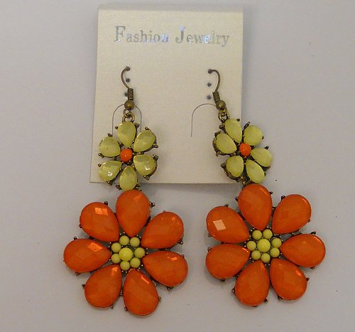 Women Flower Earrings Multi Color Gems Fashion Drop Dangle Hook Fastener FASHION