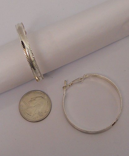 Women Hoop Earrings Silver Tones Leverback Fasteners JINTELAIER