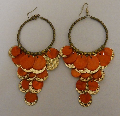 Women Fashion Drop Dangle Earrings Orange Beads Unbranded Hook Fasteners