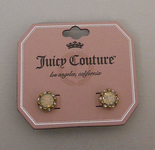 Juicy Couture Women Fashion Stud Earrings Rhinestones Push Backs