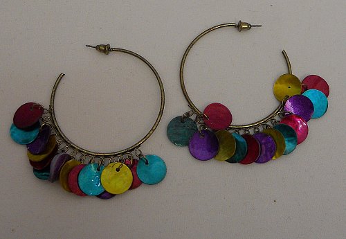 Women Fashion Hoops Earrings Brassy Festival Multi Color Beads EMERSON Push Back