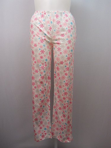 Women Knit Pajama Bottoms SIZE M White Print Straight Legs Elastic Waist Unbrand