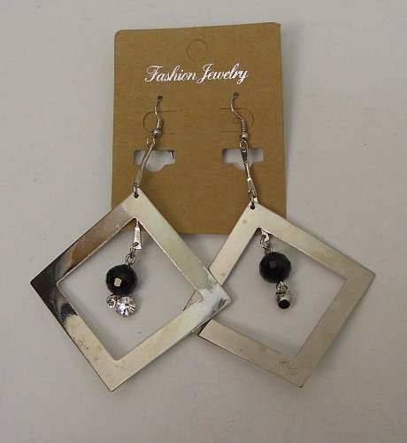 Women Fashion Drop Dangle Earrings Silver Squares Rhinestones Beads FASHION JEWE