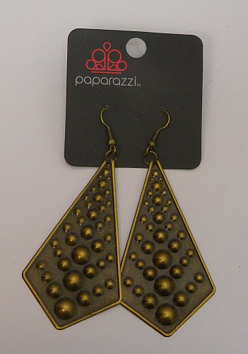 Women Earrings Brassy Gold Tones Fashion Drop Dangle Hook Fasteners PAPARAZZI