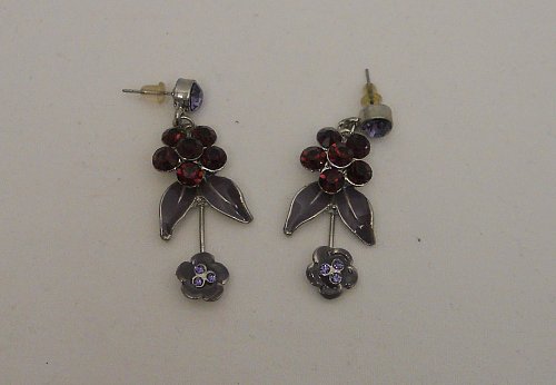 Womens Fashion Earrings Floral Rhinestones PRINCESS Drop Dangle Push Backs