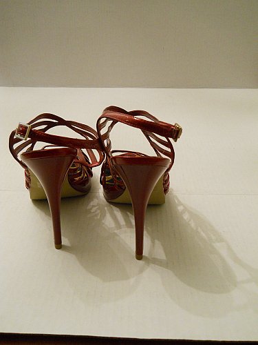 SIZE 10 M Womens Stilettos CARLOS Flash Red 5 Heel Evening Wear Buckle Open Toe