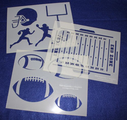 3 Pc Set -Mylar 14 Mil Football Stencils Painting/Crafts/Stencil/Template