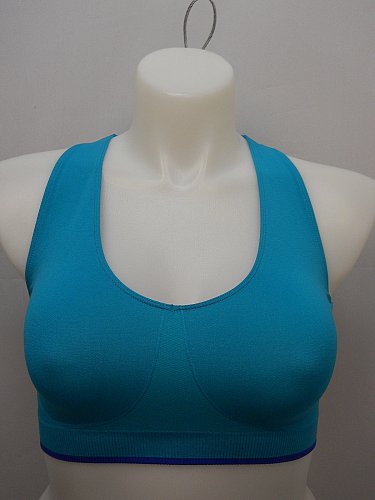 BRA XL Women Sports Bra DANSKIN Solid Teal Seamless Breathable T-Back Low Impact