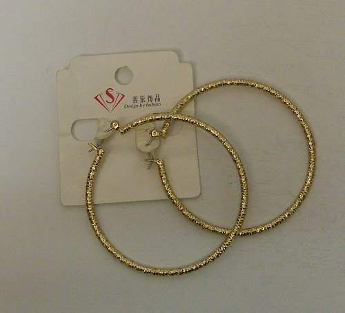 Women Fashion Hoop Earrings Gold Tones LINKAI JEWELRY Leverback Fastener
