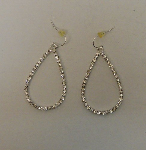 Women Drop Dangle Fashion Earrings Rhinestone Teardrops Silver Tones ORION Hook