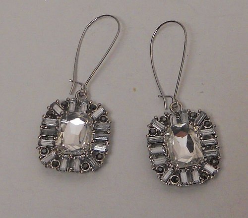 Women Drop Dangle Fashion Earrings Rhinestones Silver Tones Threader CHINA CREAT