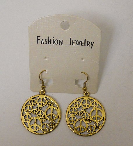 Women Fashion Drop Dangle Earrings Gold Tones Multi Peace Signs FASHION JEWELRY