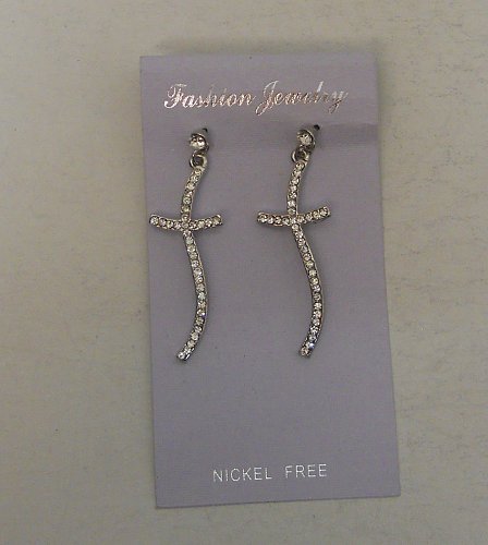 Women Earrings Crosses Rhinestone Push Backs Fashion Drop Dangle FASHION JEWELRY