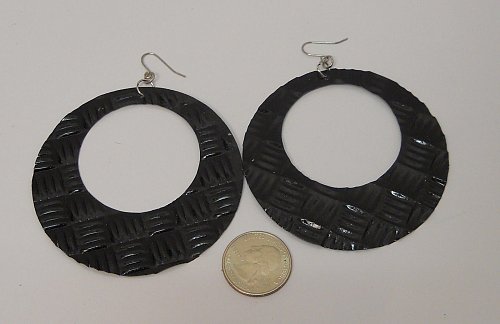 Women Earrings Fashion Drop Dangle Hoops Solid Black Hook Fasteners Unbranded