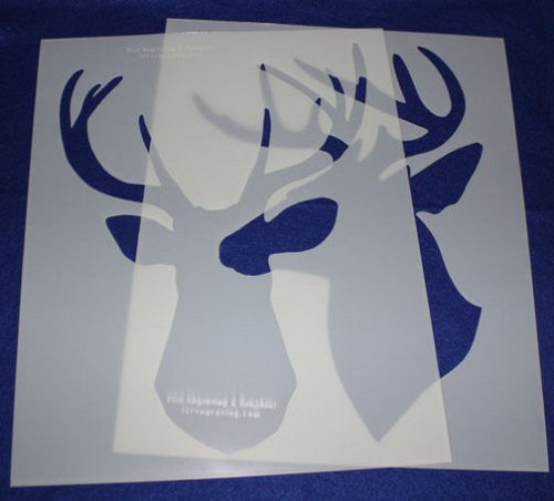 2 Piece Buck-Deer Head Stencils F/S-Mylar 14 Mil Lg - Painting /Crafts/Templates