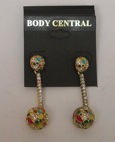 Women Fashion Drop Dangle Earrings Multi Color Rhinestones BODY CENTRAL Push Bac