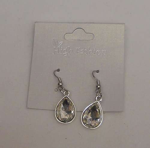 Womens Fashion Earrings Drop Dangle Silver Tones Rhinestones HIGH FASHION Hooks