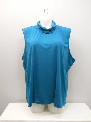 Womens Knit Top PLUS SIZE 4X SALON STUDIO Mock Turtle Neck Solid Teal Sleeveless