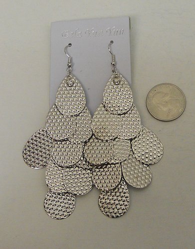 Women Fashion Drop Dangle Earrings Teardrops Silver Tones Rhinestones Hook BELA