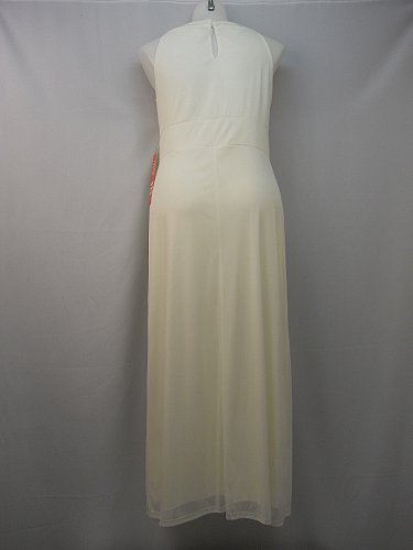 PLUS SIZE 16W Women Formal Evening Dress ENFOCUS Ivory Chiffon Embellished Neck