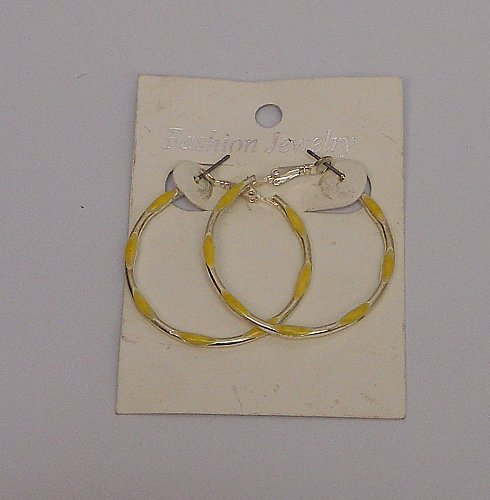 Women Hoop Earrings Fashion Yellow Silver Tones Leverbacks Fasteners FASHION