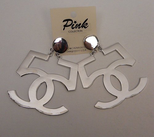 Unisex Fashion Drop Dangle Earrings Silver Tones PINK COLLECTION Push Backs