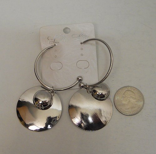 Women Fashion Drop Dangle Earrings Silver Tones Half Hoop Circles Push Backs LIN