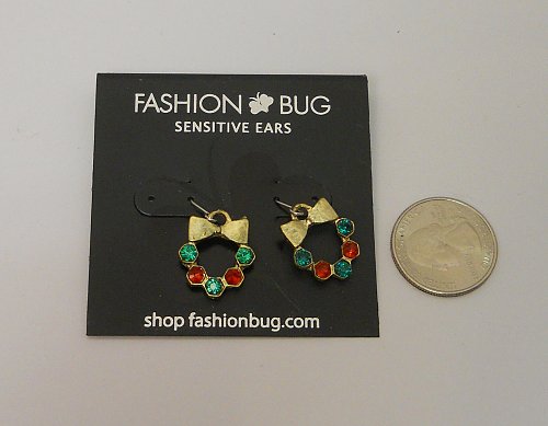 Women Earrings Fashion Drop Dangle CHRISTMAS Wreath Multi Color Rhinestones Hook