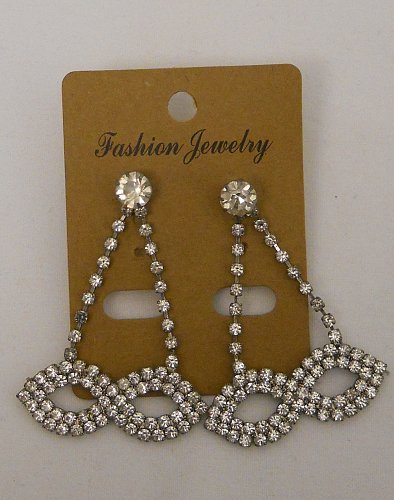 Womens Fashion Earrings Chandelier Silver Tones Rhinestones FASHION JEWELRY