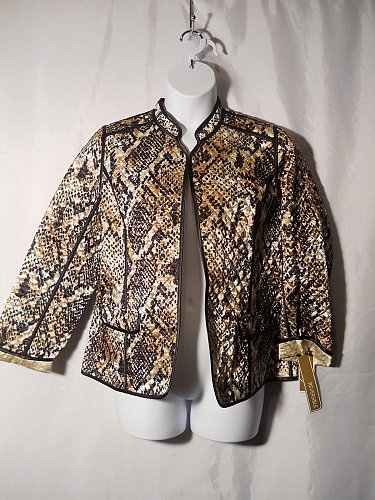 PETITES SIZE 14P Open Wrap Blazer JM COLLECTION Python Reversible Long Sleeved