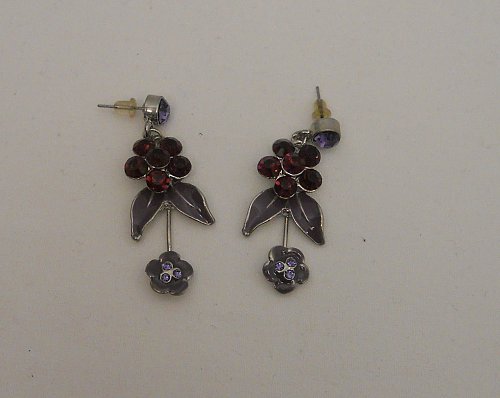 Womens Fashion Earrings Floral Rhinestones PRINCESS Drop Dangle Push Backs