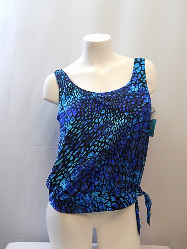 SIZE 10 Women Tankini Swim Top BEACH BELLE Aster Blouson Scoop Neck Side Tie