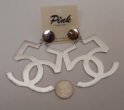 Unisex Fashion Drop Dangle Earrings Silver Tones PINK COLLECTION Push Backs