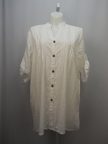 SIZE 18/20 Women Large Shirt Cover Up SWIMSUITS FOR ALL Solid White Swiss Dot