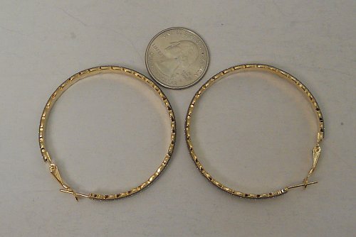 Women Fashion Hoop Earrings Gold Tones Glitter SHI ZHI CHAO JEWELRY Leverback