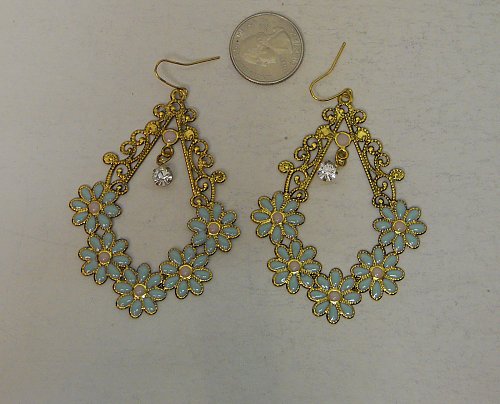 Women Earrings Flowered Teardrops Fashion Drop Dangle Rhinestones Hook BODY CENT