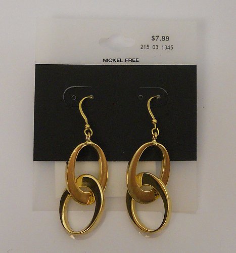 Women Fashion Drop Dangle Earrings Metal Gold Tone Loops Hook Fasteners Unbrande