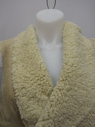 PLUS SIZE 4X Womens Wrap Shearling Vest CONCEPTS Solid Camel Wide Collar Sleevel