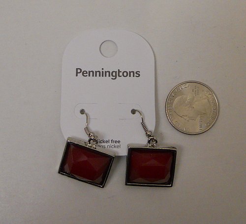 Women Fashion Drop Dangle Earrings PENNINGTON Silver Hook Burgundy Beads