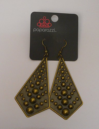 Women Earrings Brassy Gold Tones Fashion Drop Dangle Hook Fasteners PAPARAZZI