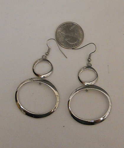 Womens Earrings Fashion Drop Dangle Circles Silver Tones PRINCESS Hook