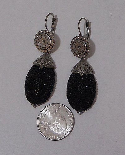 Women Earrings Black Teardrops Rhinestones Fashion Drop Dangle Unbranded Leverba