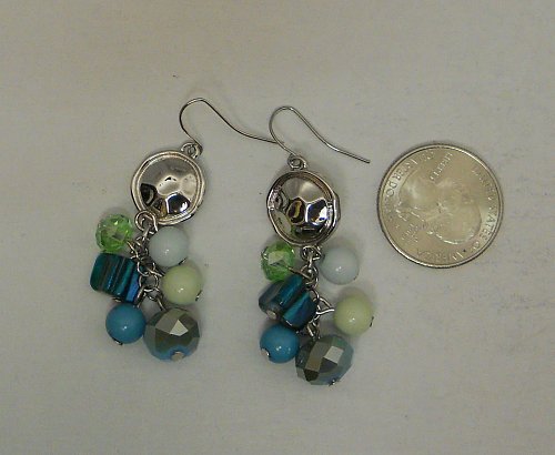 Women Earrings Silver Turquoise Beads Fashion Drop Dangle HERGO COLLECTION Hook